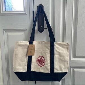 Trader Joe's Canvas Tote Bag - Cream and Navy